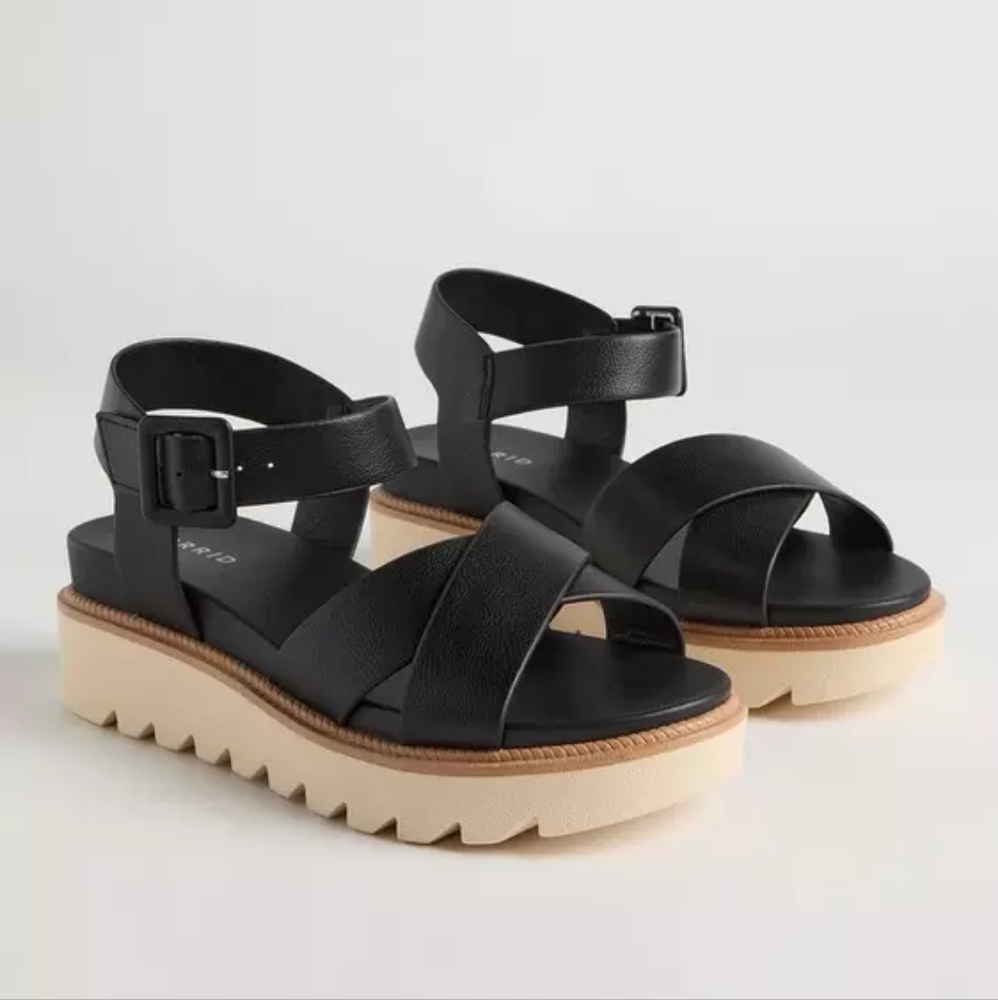 Torrid Black and Tan Platform Sandals